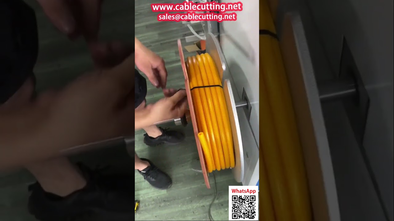 Nagynyomású permetezőtömlő automata tekercselő, számláló és vágógép dobozba csomagoláshoz